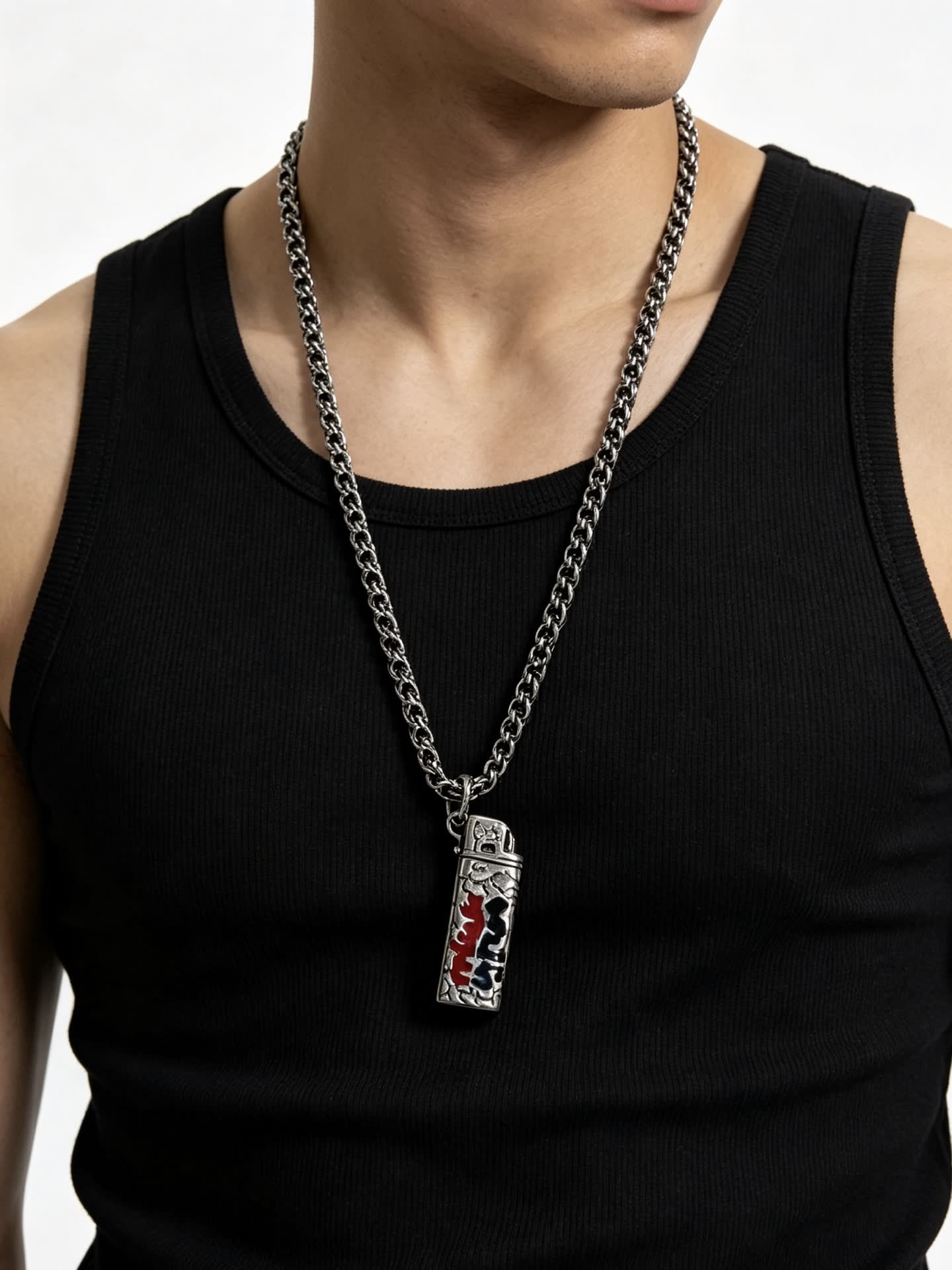 Chrome Hearts Silver Chain with Enamel Pendant